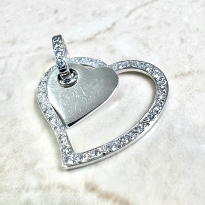 18 Karat White Gold 1/4 Carat Pave Diamond Heart Pendant - WeilJewelry