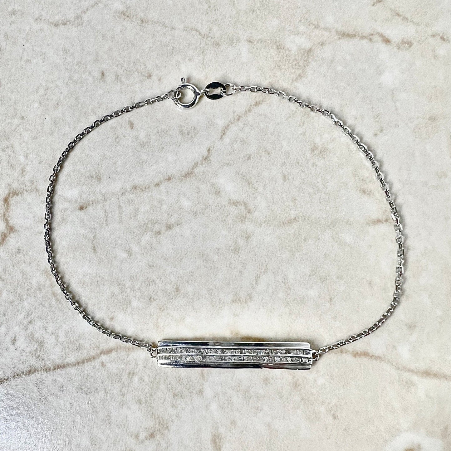 18 Karat White Gold Diamond Bar Bracelet - WeilJewelry