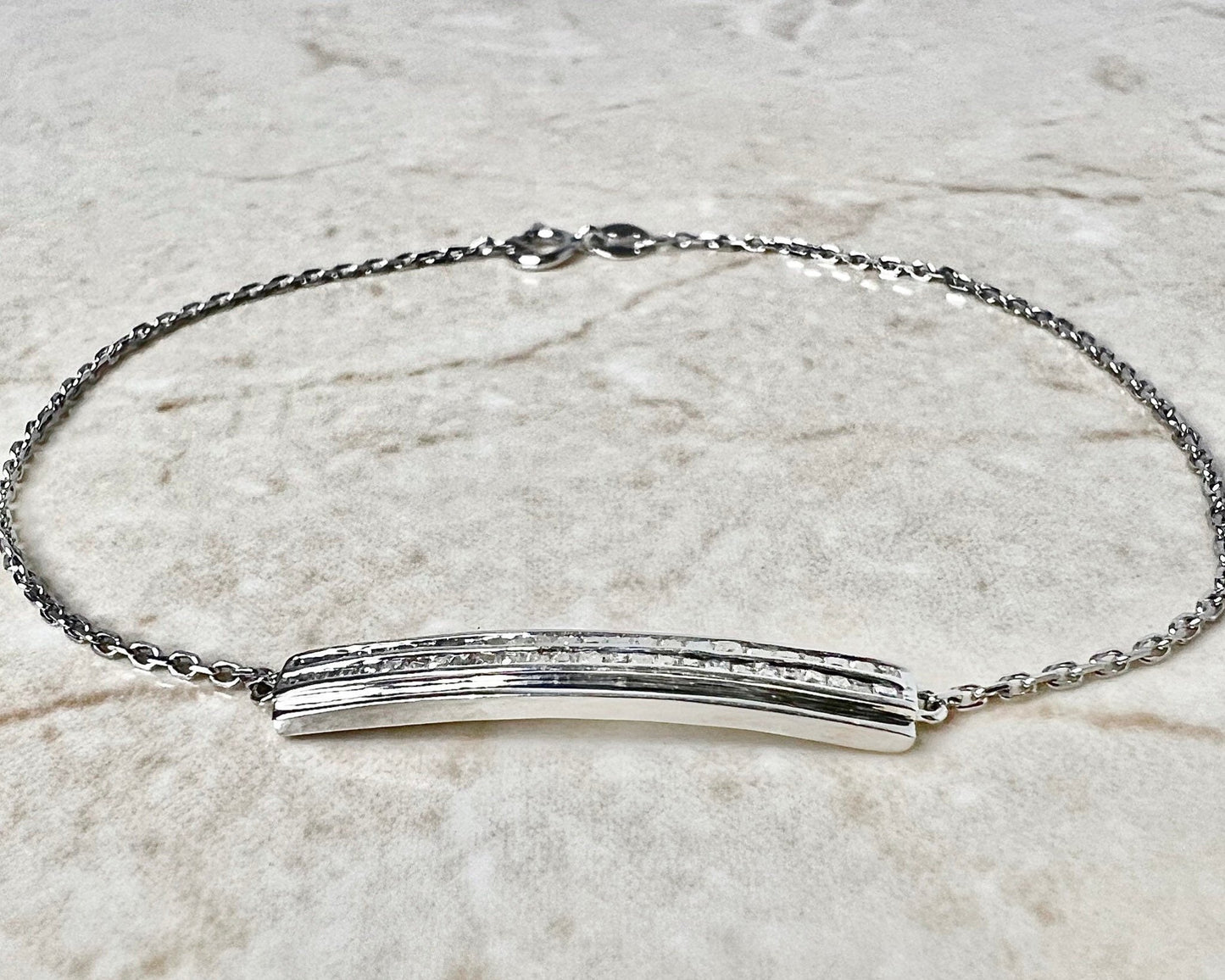 18 Karat White Gold Diamond Bar Bracelet - WeilJewelry