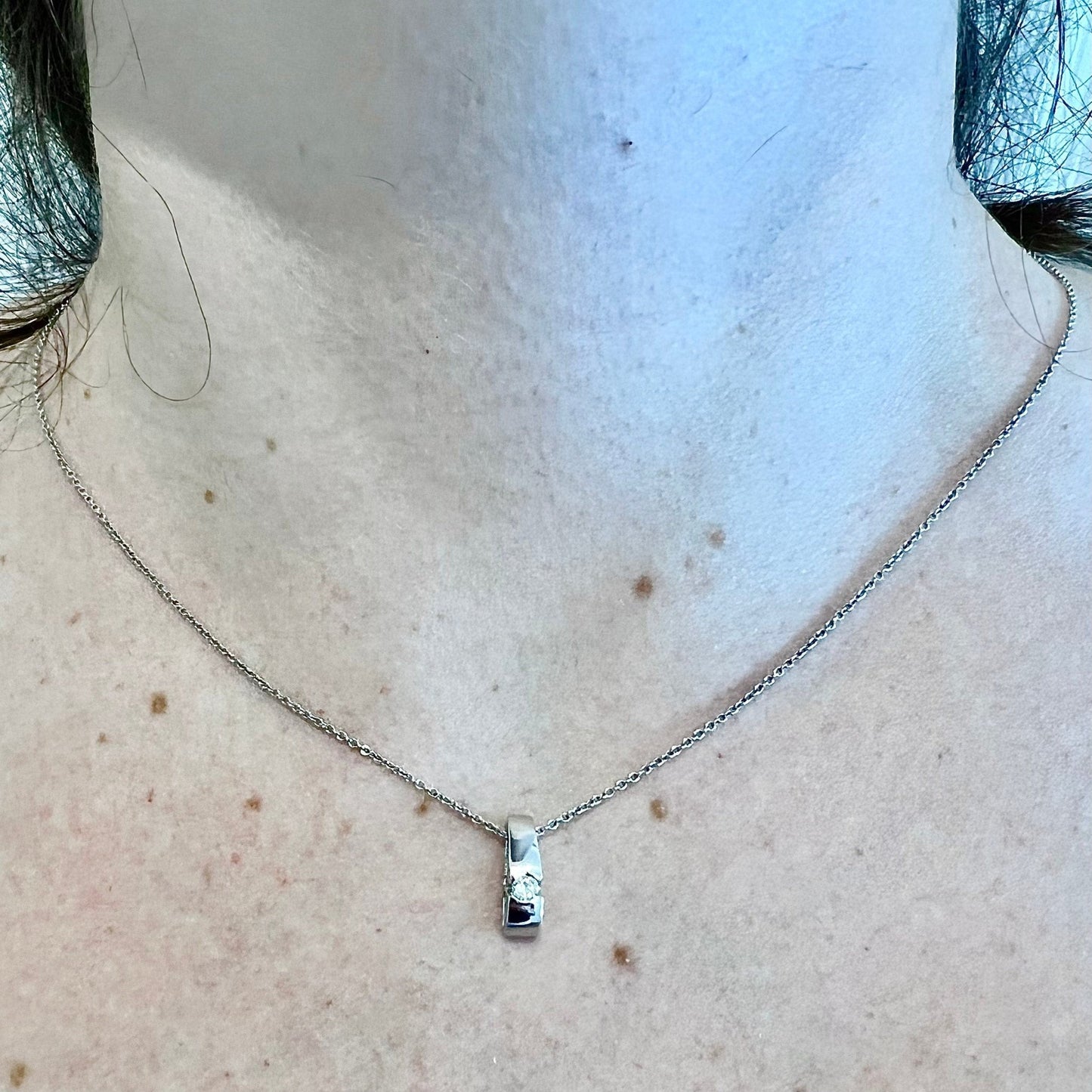 18K Diamond Solitaire Pendant Necklace - White Gold Diamond Pendant - April Birthstone - Diamond Necklace - Birthday Gift -Best Gift For Her