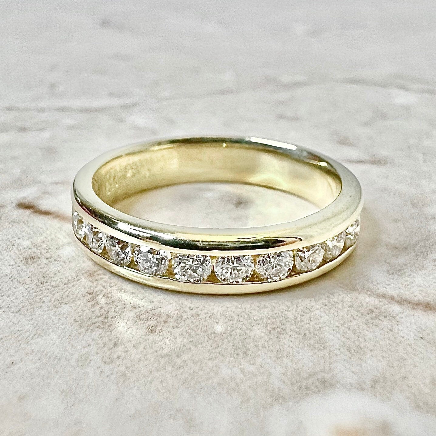 18K Half Eternity Diamond Band Ring 0.50 CTTW - Yellow Gold Eternity Ring - Channel Set Diamond Band - Anniversary Ring - Wedding Ring