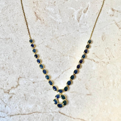 18K Yellow Gold Sapphire Necklace - 18 Karat Yellow Gold Sapphire Pendant - Natural Sapphire Necklace - September Birthstone - Gifts For Her