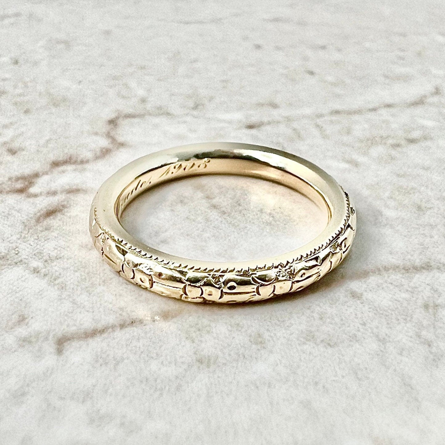 Antique 14 Karat Yellow Gold Wedding Band Ring - WeilJewelry