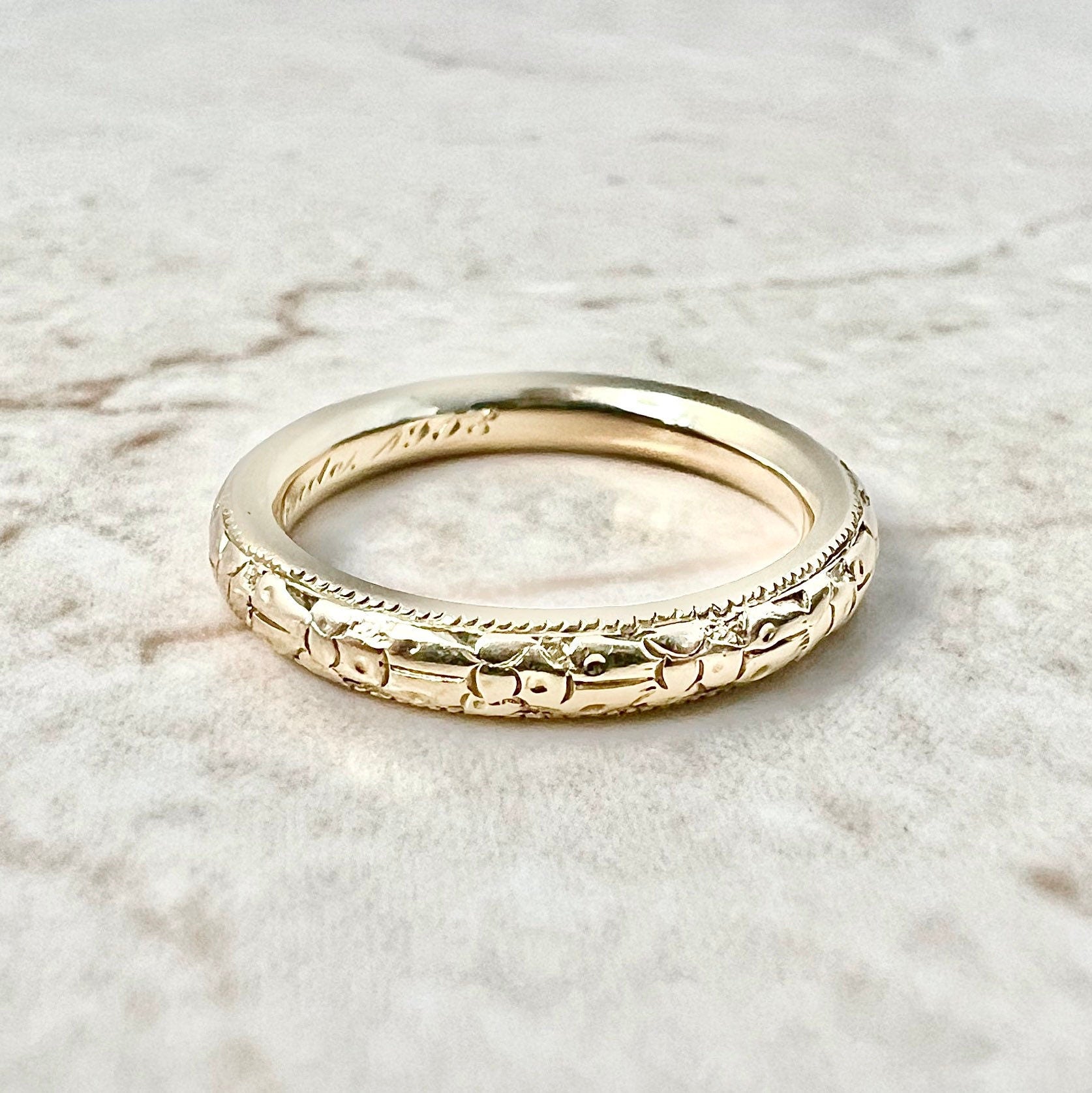 Antique 14 Karat Yellow Gold Wedding Band Ring - WeilJewelry