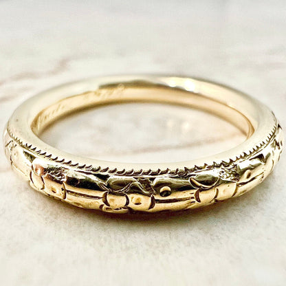 Antique 14 Karat Yellow Gold Wedding Band Ring - WeilJewelry