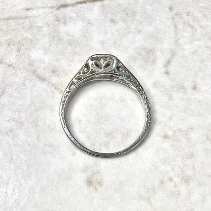 Antique Art Deco Diamond Engagement Ring - Solid 14K White Gold Diamond Solitaire Ring - Art Deco Ring - Diamond Wedding Ring - Diamond Ring