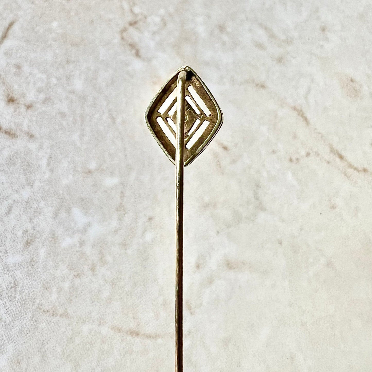 Antique Art Deco 14K Yellow Gold & Platinum Diamond Stick Pin -  Diamond Filigree Stick Pin - Antique Stick Pin -Diamond Solitaire Stick Pin