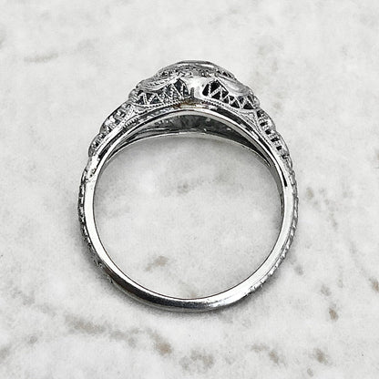Antique Art Deco 18 Karat White Gold 0.20 Carat Diamond Solitaire Engagement Ring - WeilJewelry