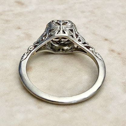 Antique Art Deco 18 Karat White Gold 0.30 Carat Diamond Solitaire Engagement Ring - WeilJewelry