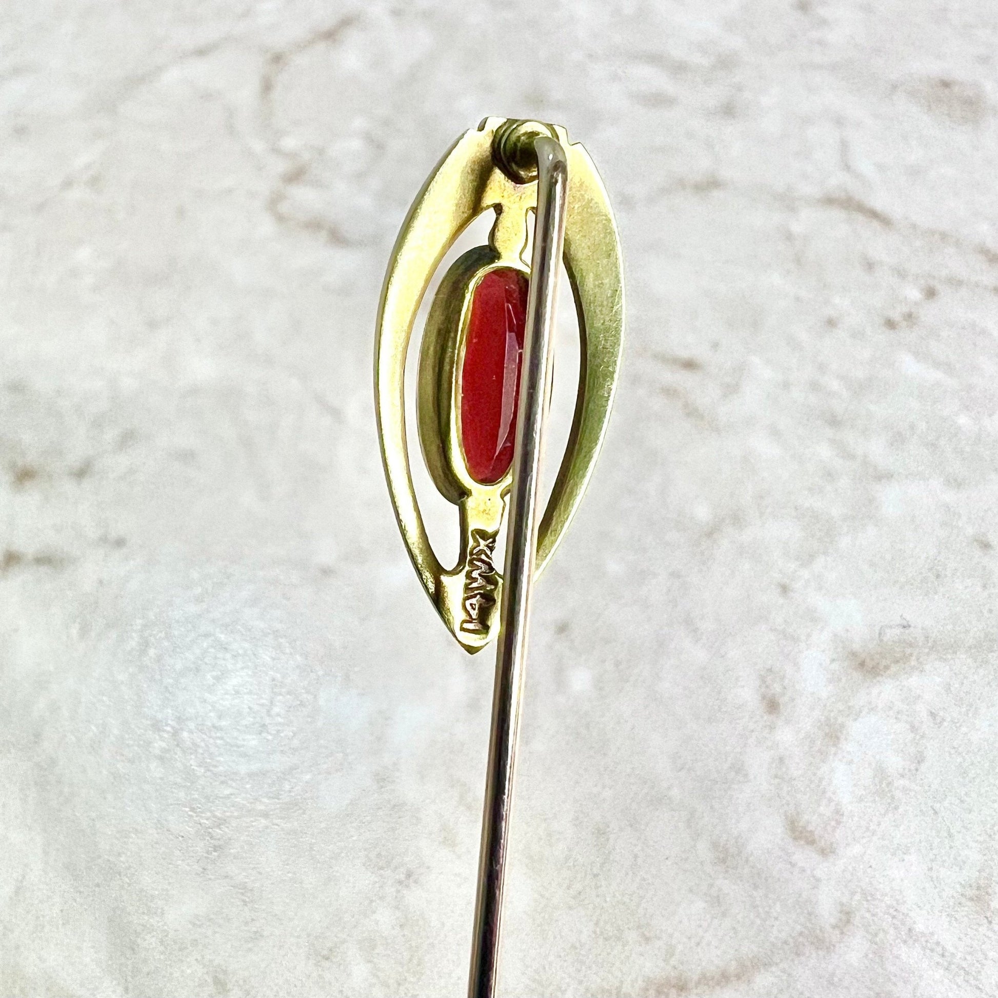 Antique Victorian 14 Karat Rose Gold Opal Stick Pin - WeilJewelry