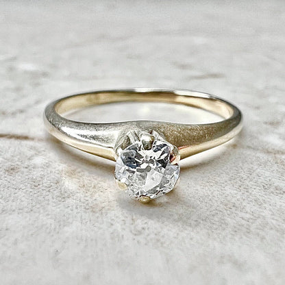 14K Antique Edwardian Diamond Solitaire Engagement Ring - Circa 1900 - Vintage Yellow Gold Solitaire - Wedding Ring - Birthday Gift For her