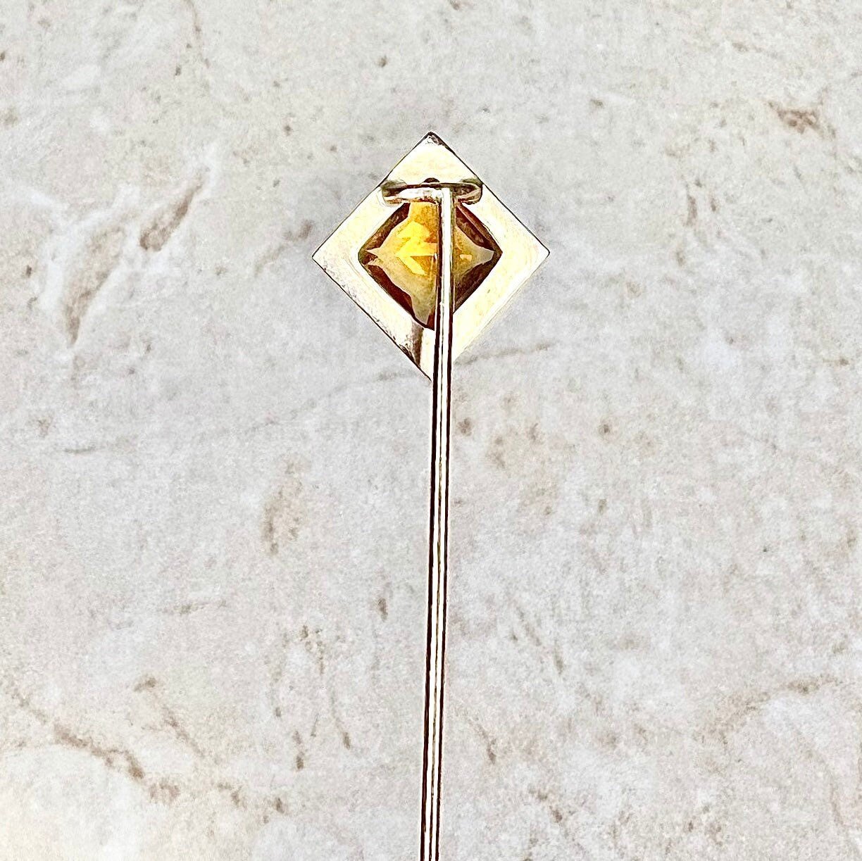 Antique Edwardian 14 Karat Yellow Gold 2.50 Carat Citrine Stick Pin - WeilJewelry