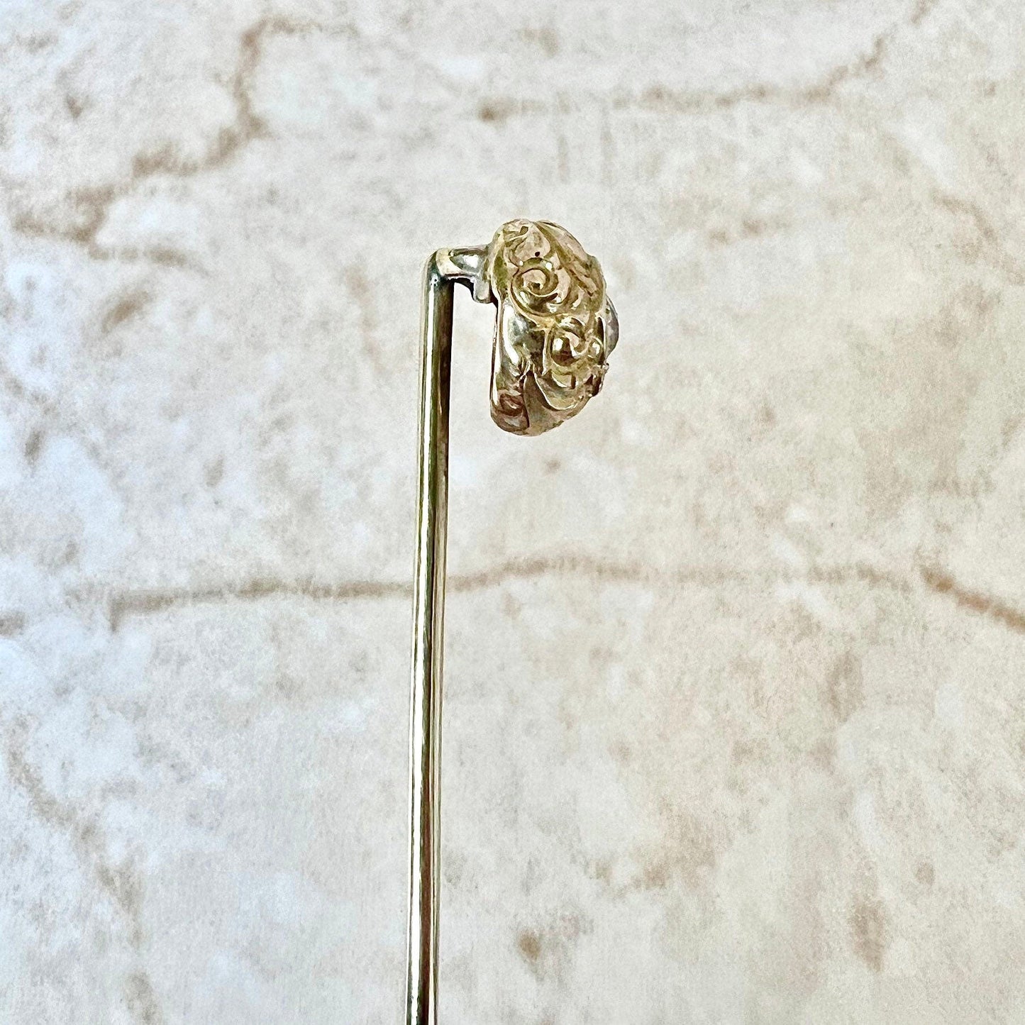 Antique Edwardian 14 Karat Yellow Gold Diamond Solitaire Stick Pin - WeilJewelry