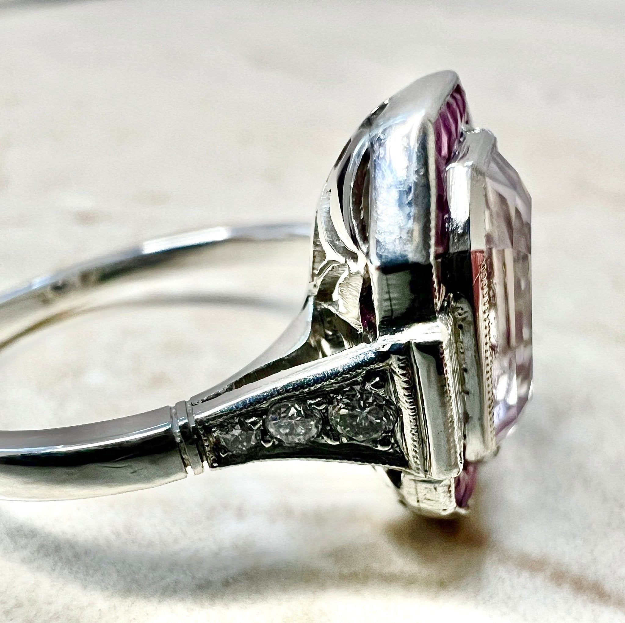 Kunzite and diamond on sale ring