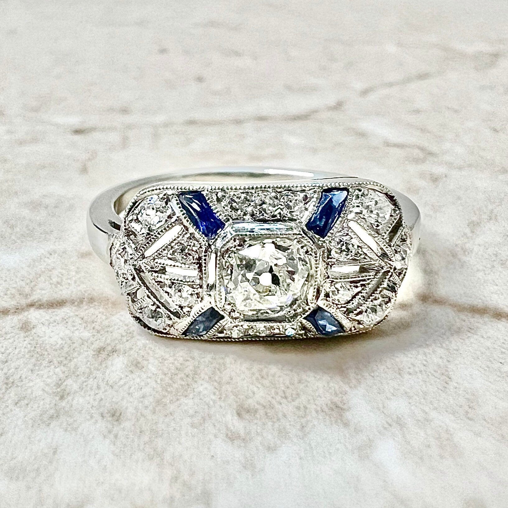 Platinum Art Deco Style Diamond Engagement Ring - Vintage Style Ring - Art Deco Solitaire - Filigree Art Deco Ring - Diamond Solitaire Ring