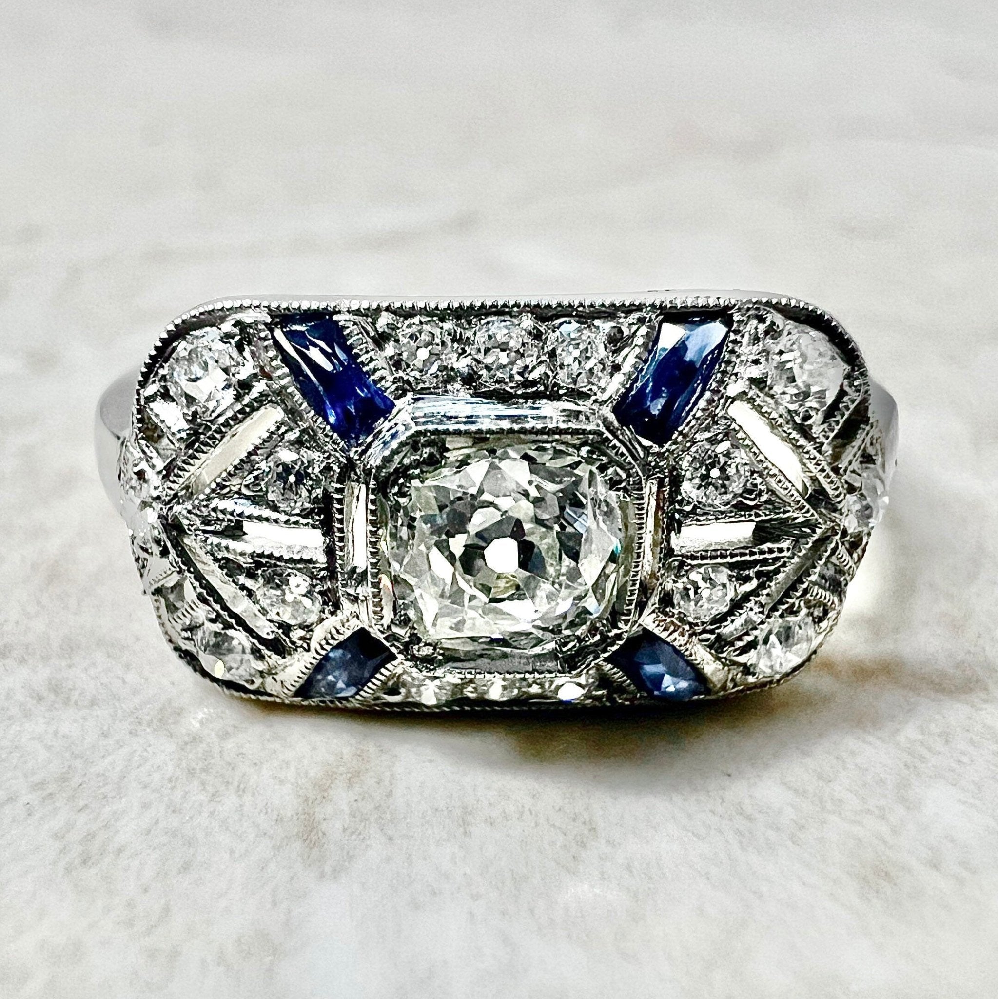 Art deco deals platinum ring