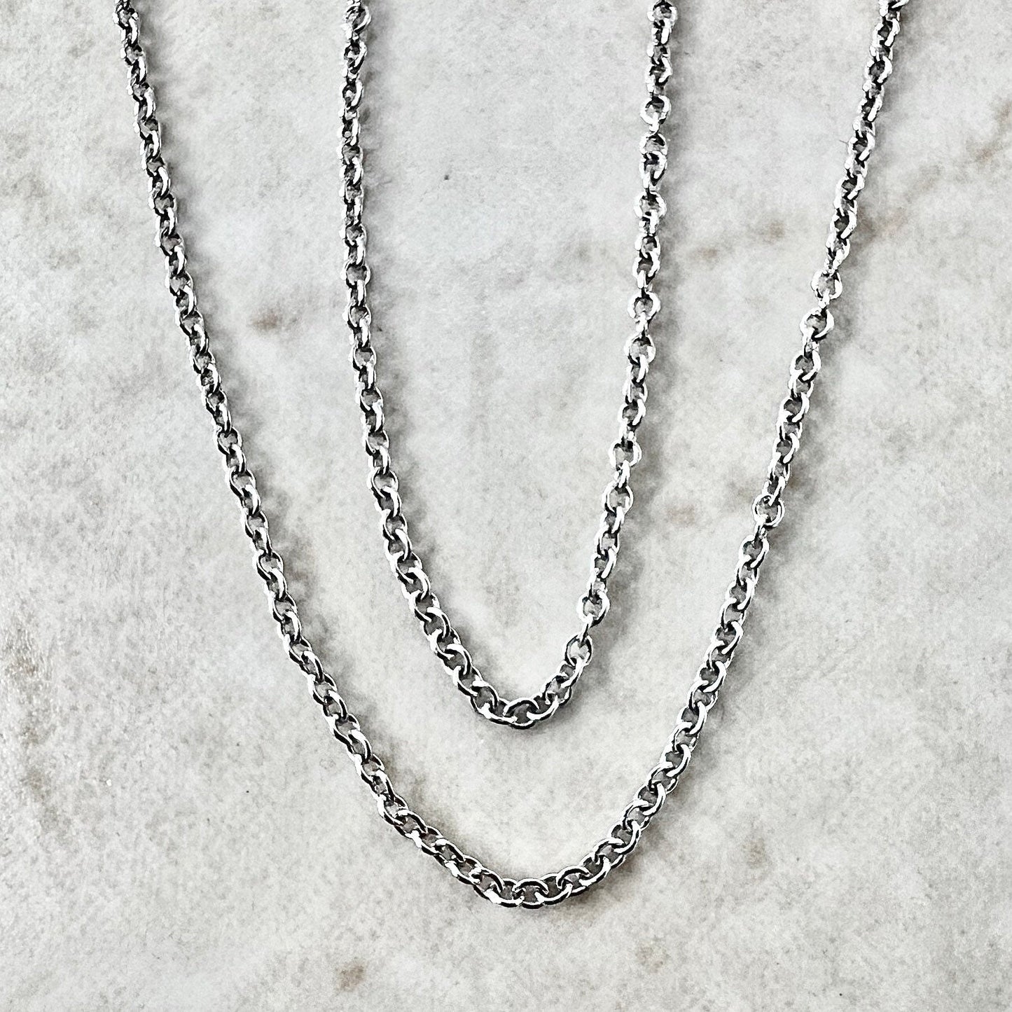 Classic 14K White Gold Cable Chain Necklace - 18” Gold Chain - White Gold Chain Necklace - Gifts For Her - Mother’s Day Gifts - Gift For Mom