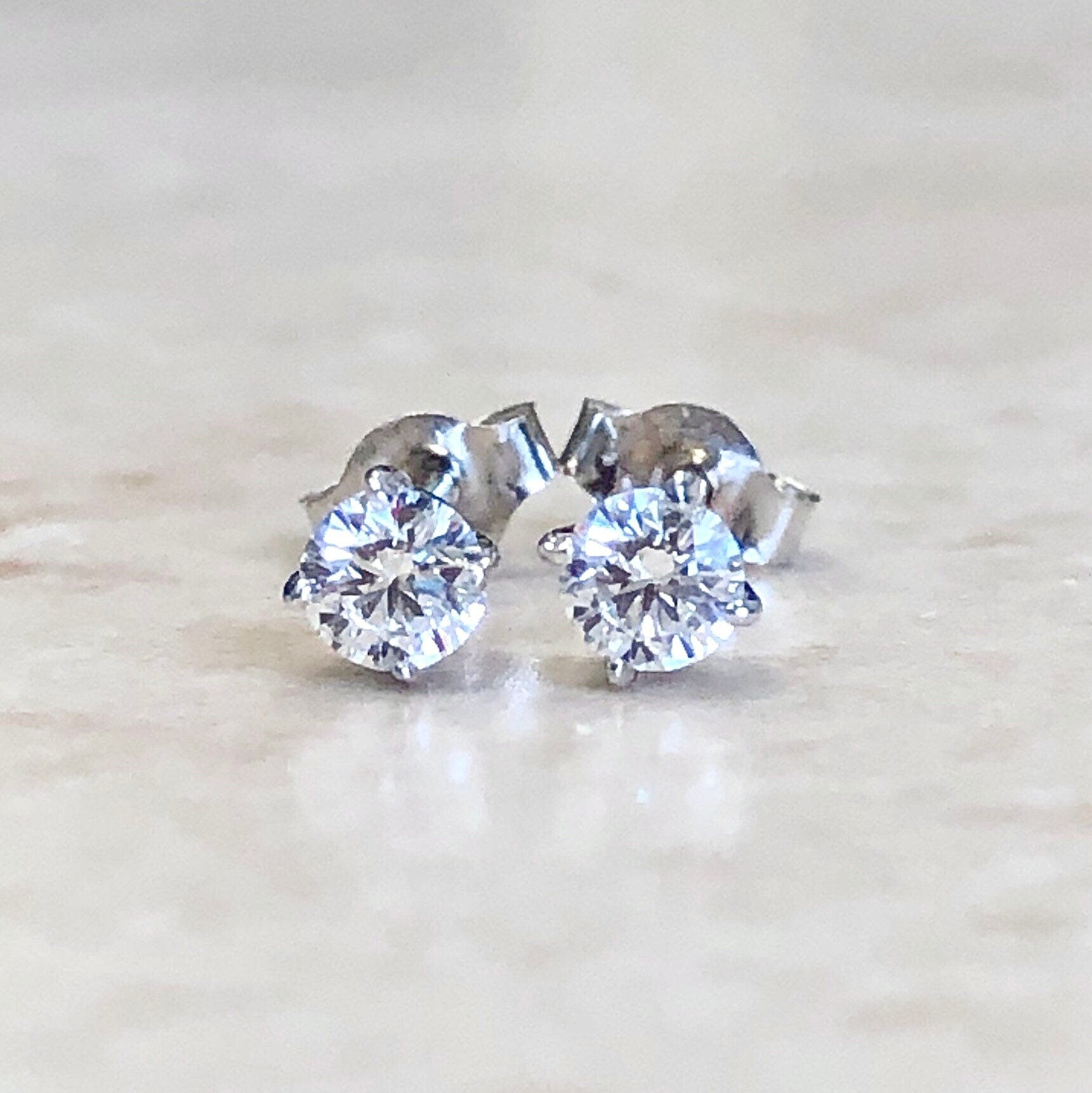 Classic 14K Diamond Stud Earrings 0.20 CT - 14 Karat White Gold Diamond Studs - Gold Diamond Earrings - Wedding Jewelry -Best Gifts For Her