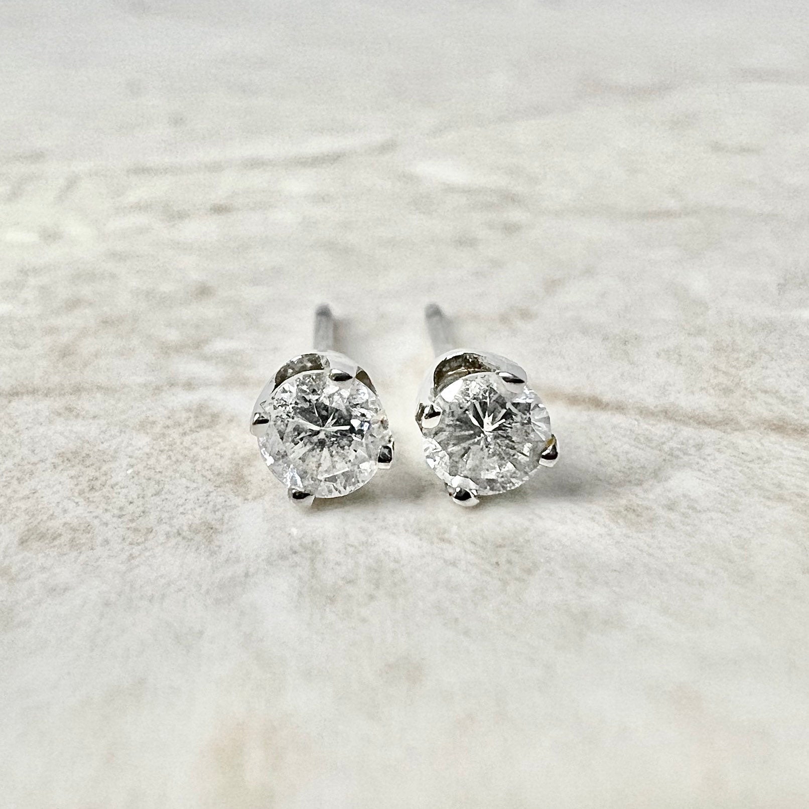 Buy Mini Diamond Solitaire Stud Earrings, 3 Prong Set Simple Diamond  Earrings, Dainty Small Gold Earrings, White Diamond Earrings, Susie Online  in India - Etsy