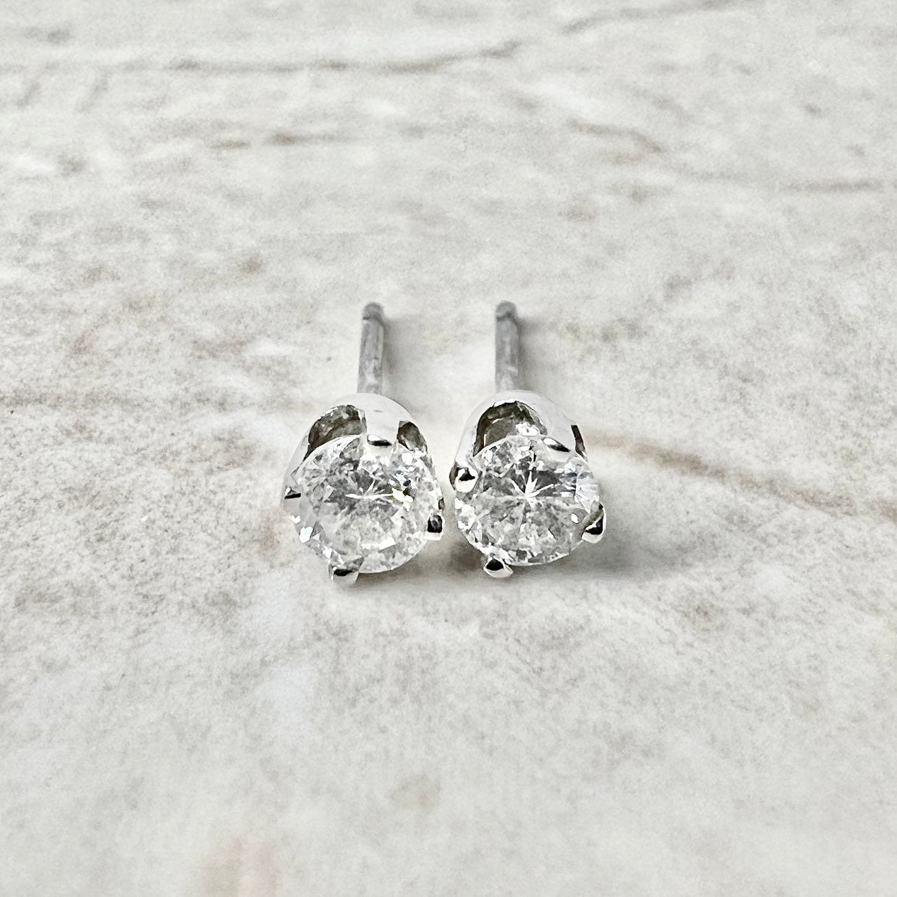 Diamond Solitaire Stud Earrings 3/4 ct tw Princess-cut 14K White Gold  (I/I1) | Kay