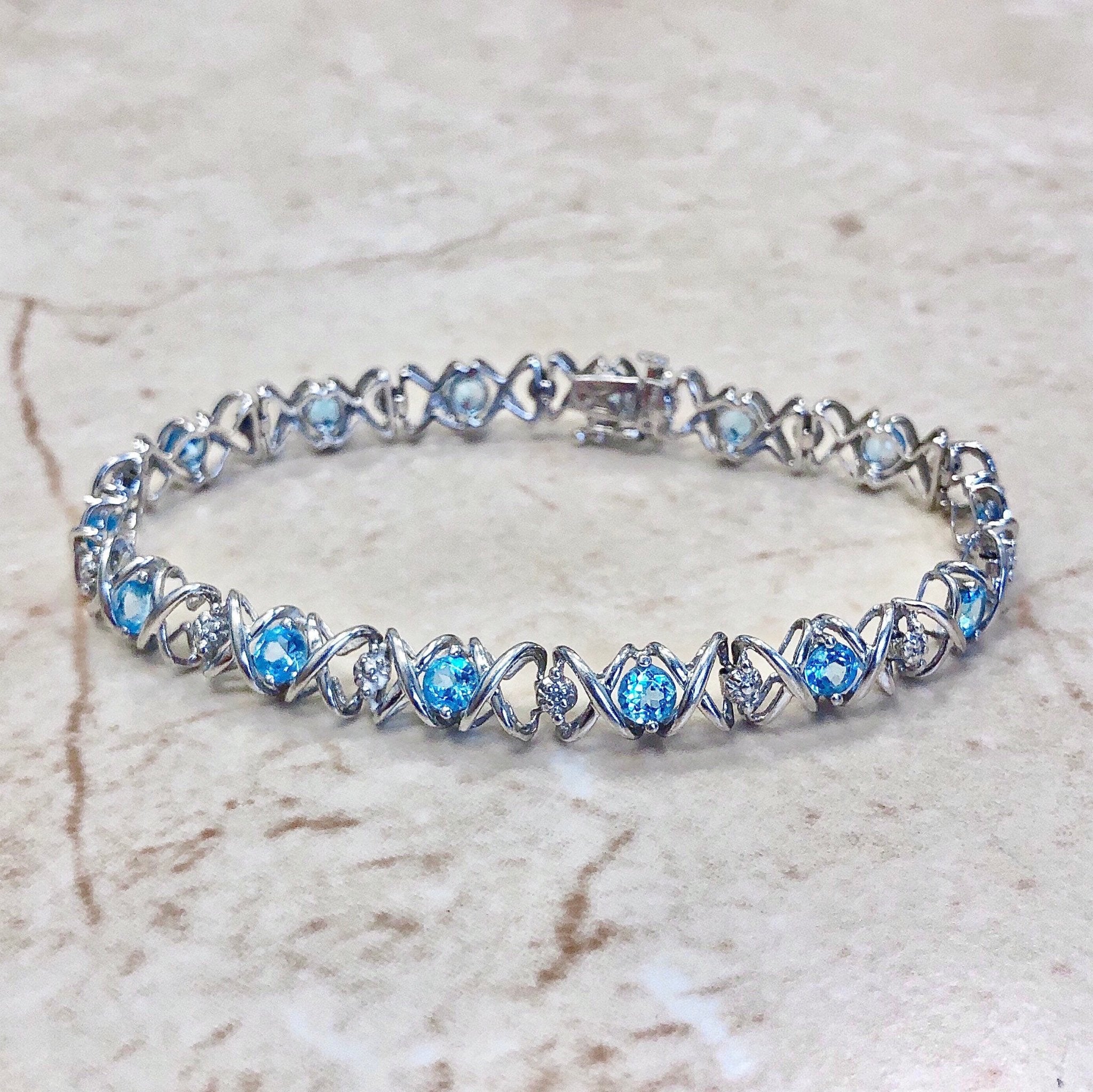 Sky Blue Topaz Silver Bracelet-7731RX | Juwelo