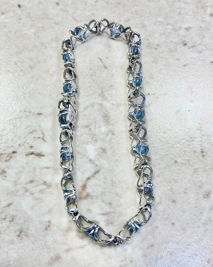 CLEARANCE 40% OFF - 10 Karat Hugs And Kisses Blue Topaz & Diamond Tennis Bracelet - WeilJewelry