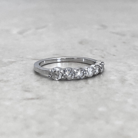 14K Graduated Half Eternity Diamond Band Ring 3/4 CTTW - White Gold Eternity Band - Anniversary Ring - White Gold Diamond Ring - Best Gifts