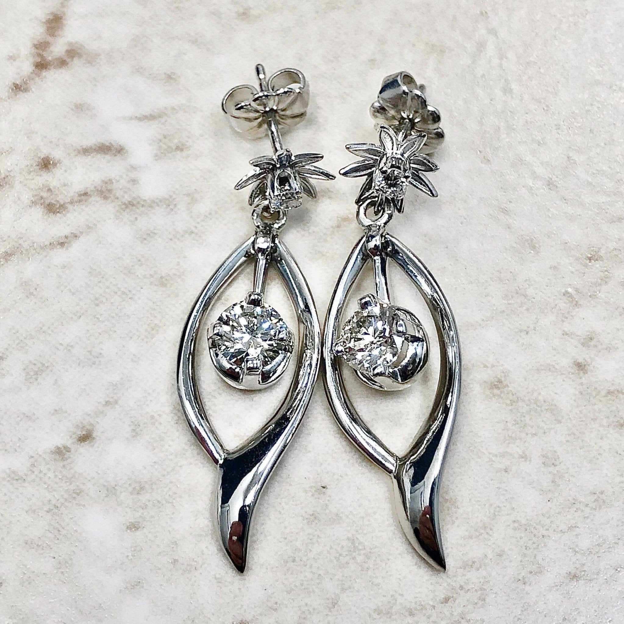 Vintage diamond hot sale drop earrings