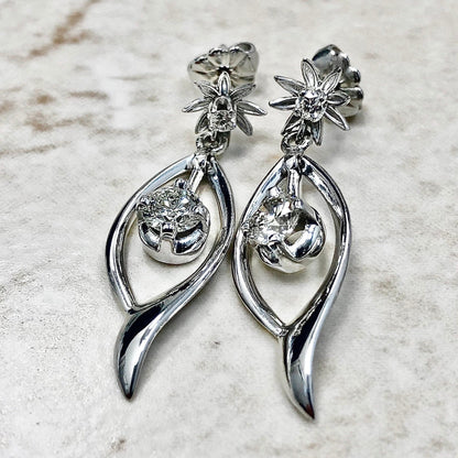 1 CTTW 14K Diamond Drop Earrings - Long Earrings - Diamond Dangling Earrings - White Gold - Bridal Jewelry - April Birthstone - Holiday Gift