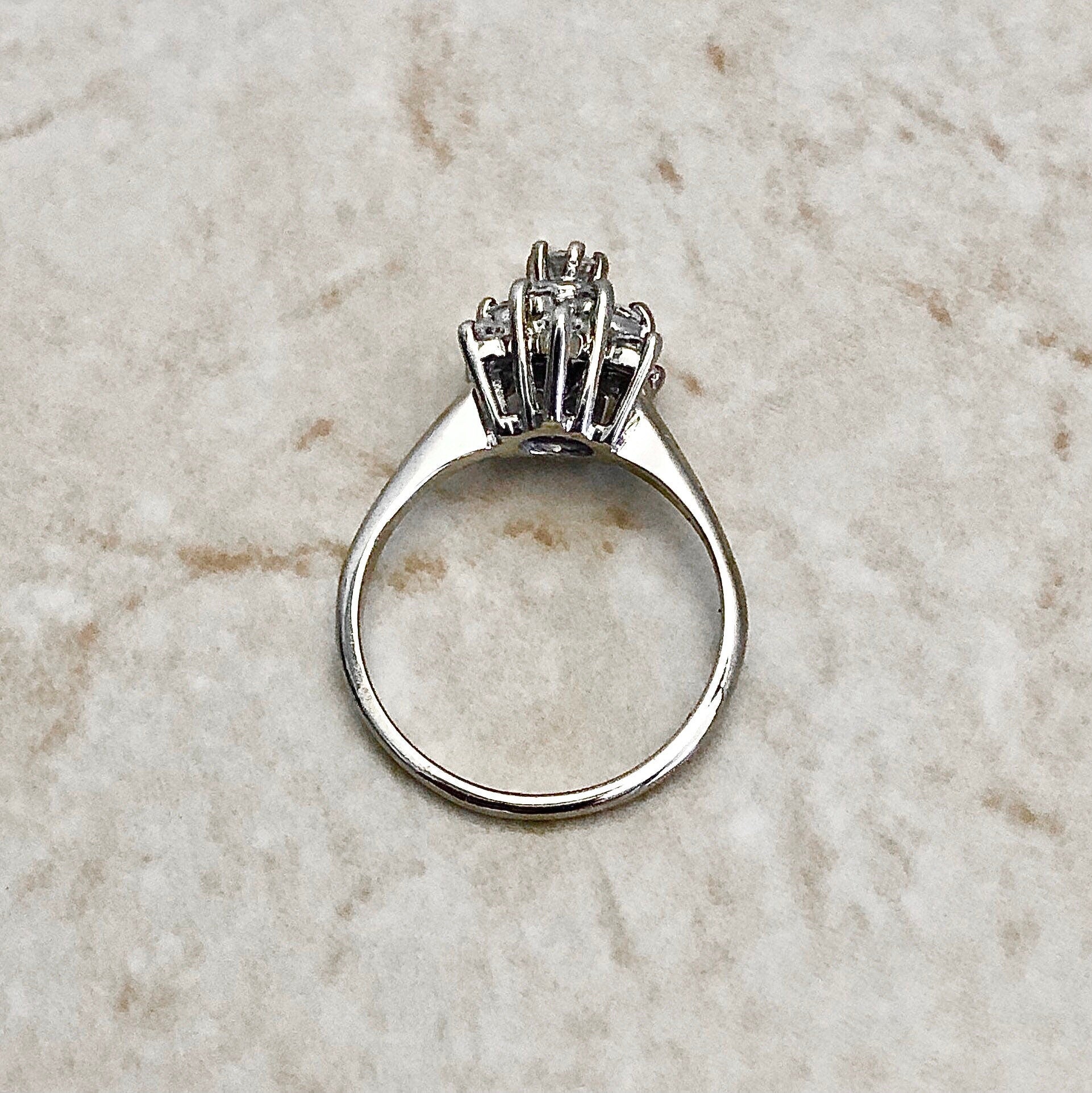 14K Snowflake Cluster Diamond Ring - White Gold - Diamond Cocktail Ring - Size 7 US - Birthday Gift For Her - Bridal Ring - Christmas Ring