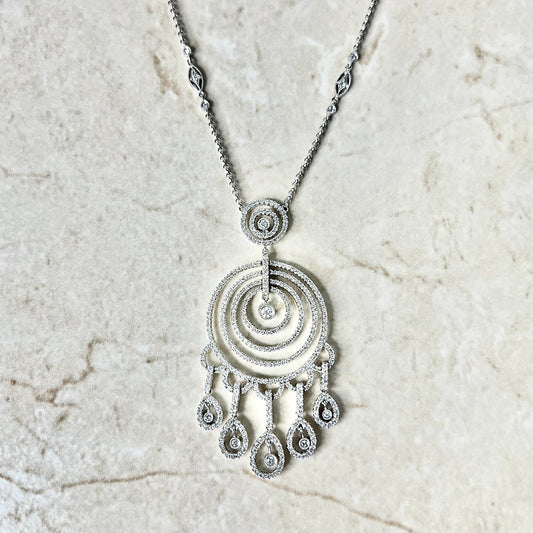 Large 18K White Gold Diamond Necklace - Diamond Hamsa Necklace-Hamsa Pendant Necklace-Protection Necklace-Hindu Hamsa Hand-Evil Eye Necklace