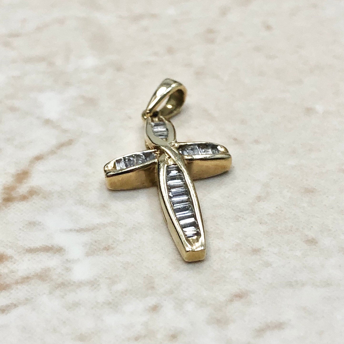 Vintage 10K Diamond Cross Pendant Necklace - Yellow Gold Diamond Pendant - Religious Jewelry - Best Gifts For Her - Christmas Gifts