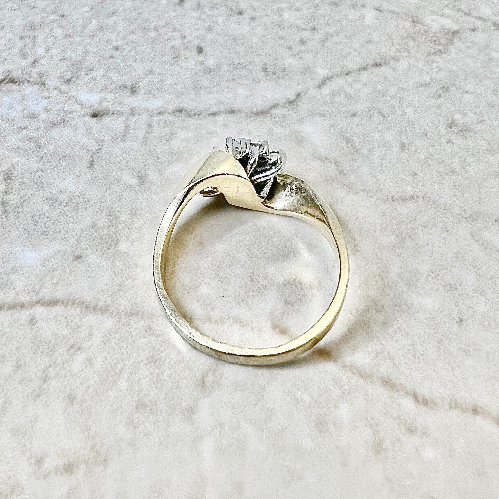 Vintage 14K Diamond Cluster Ring - Yellow & White Gold Diamond Cocktail Ring - Anniversary Ring - Best Birthday Gift For Her - Jewelry Sale