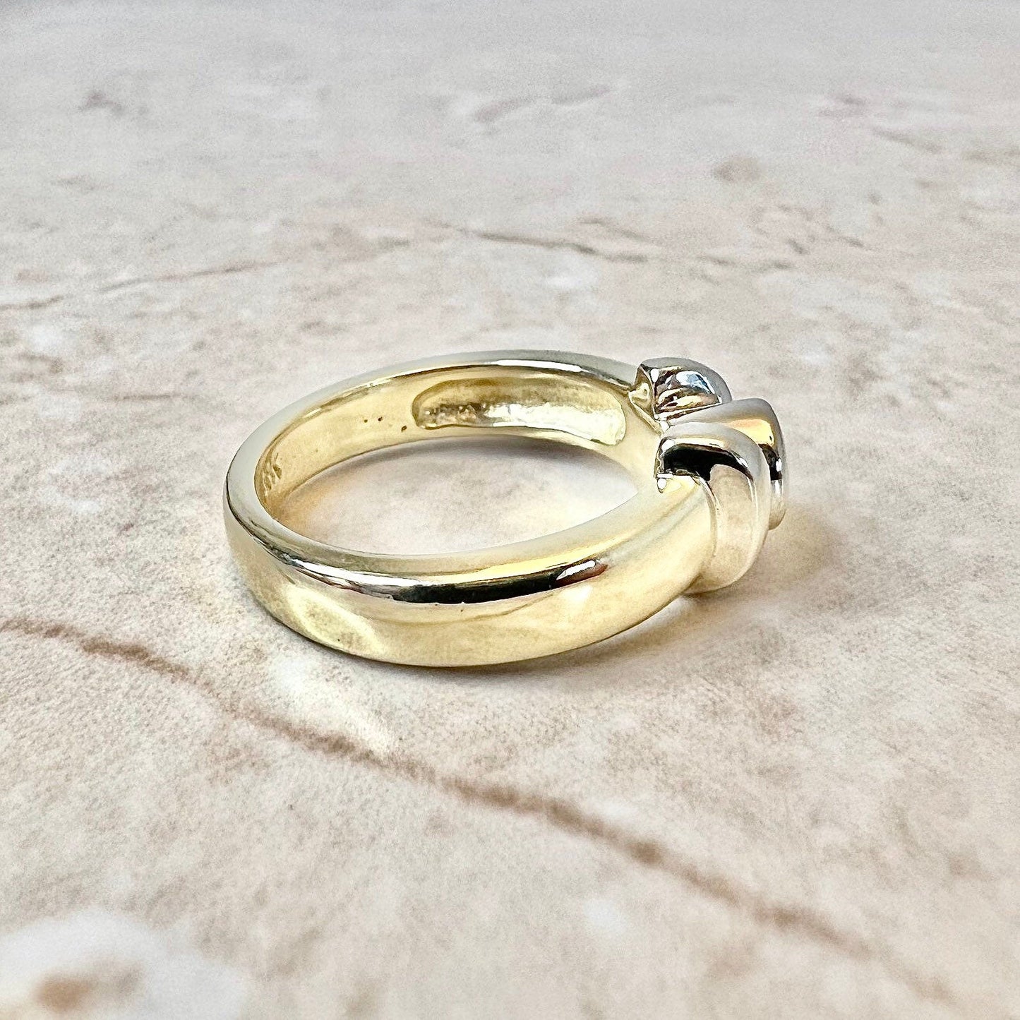 14K Vintage Diamond Bezel Solitaire Ring - Gold Diamond Engagement Ring - Diamond Solitaire - Promise Ring - Anniversary Ring - Wedding Ring