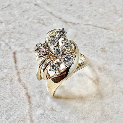 Vintage 14K Diamond Cocktail Ring 0.50 CTTW - Yellow Gold Diamond Ring - Statement Ring - Best Gifts For Her - Diamond Wedding Ring