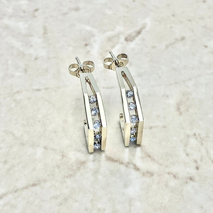 14K Diamond Half Hoop Earrings - Yellow Gold Diamond Earrings - Gold Earrings - April Birthstone Earrings - Birthday Gift - Gifts For Her