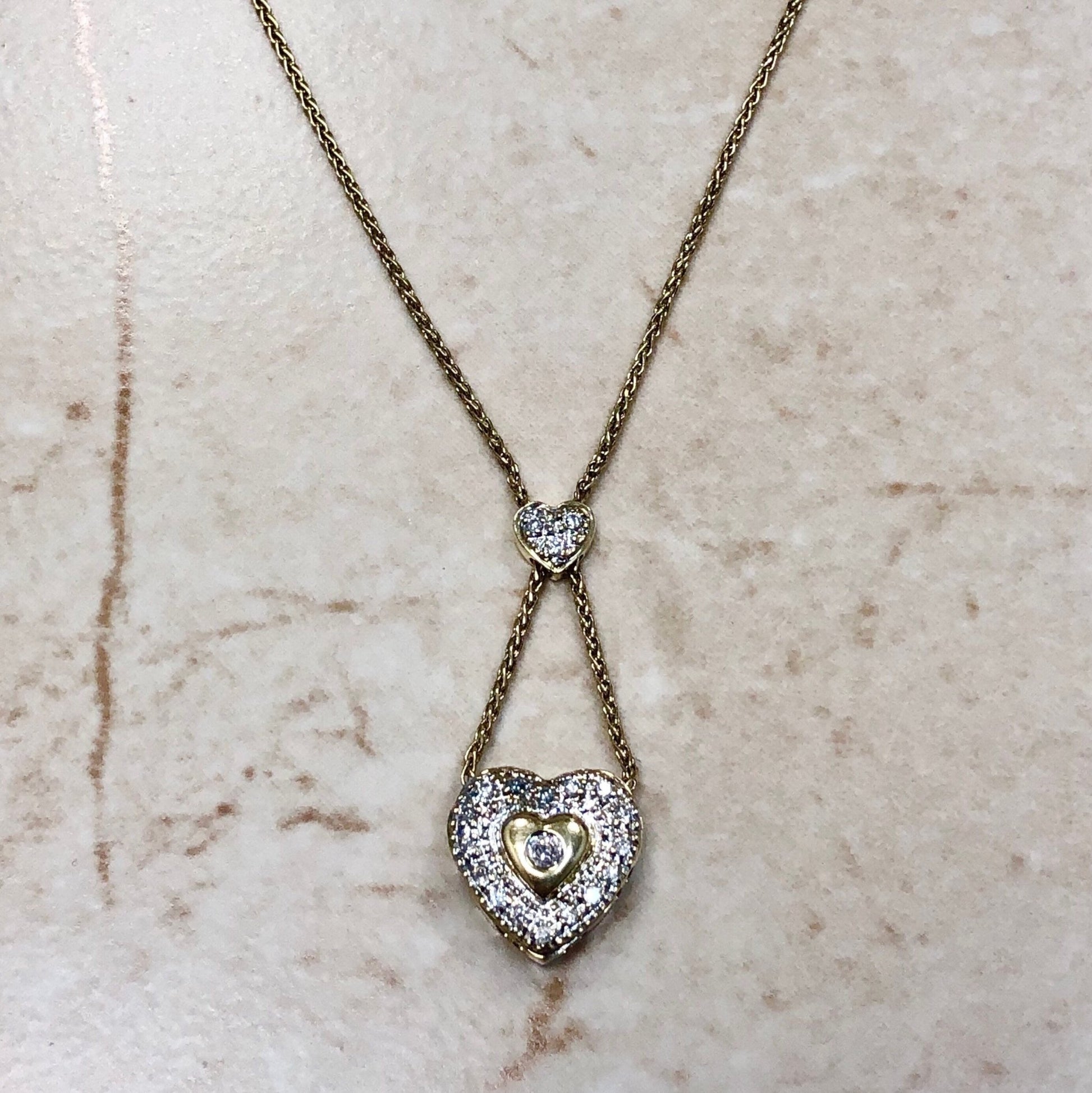 14K Diamond Heart Pendant Necklace - Yellow Gold Diamond Pendant - Gold Heart Necklace - Birthday Gift - Valentine’s Day Gifts For Her
