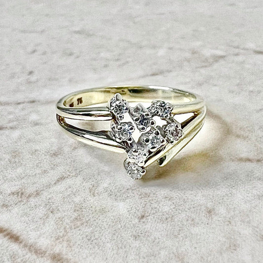 Vintage 14K Heart Diamond Ring - Yellow Gold Cocktail Ring - April Birthstone Gift - Promise Ring - Anniversary Ring - Valentine’s Day Gifts