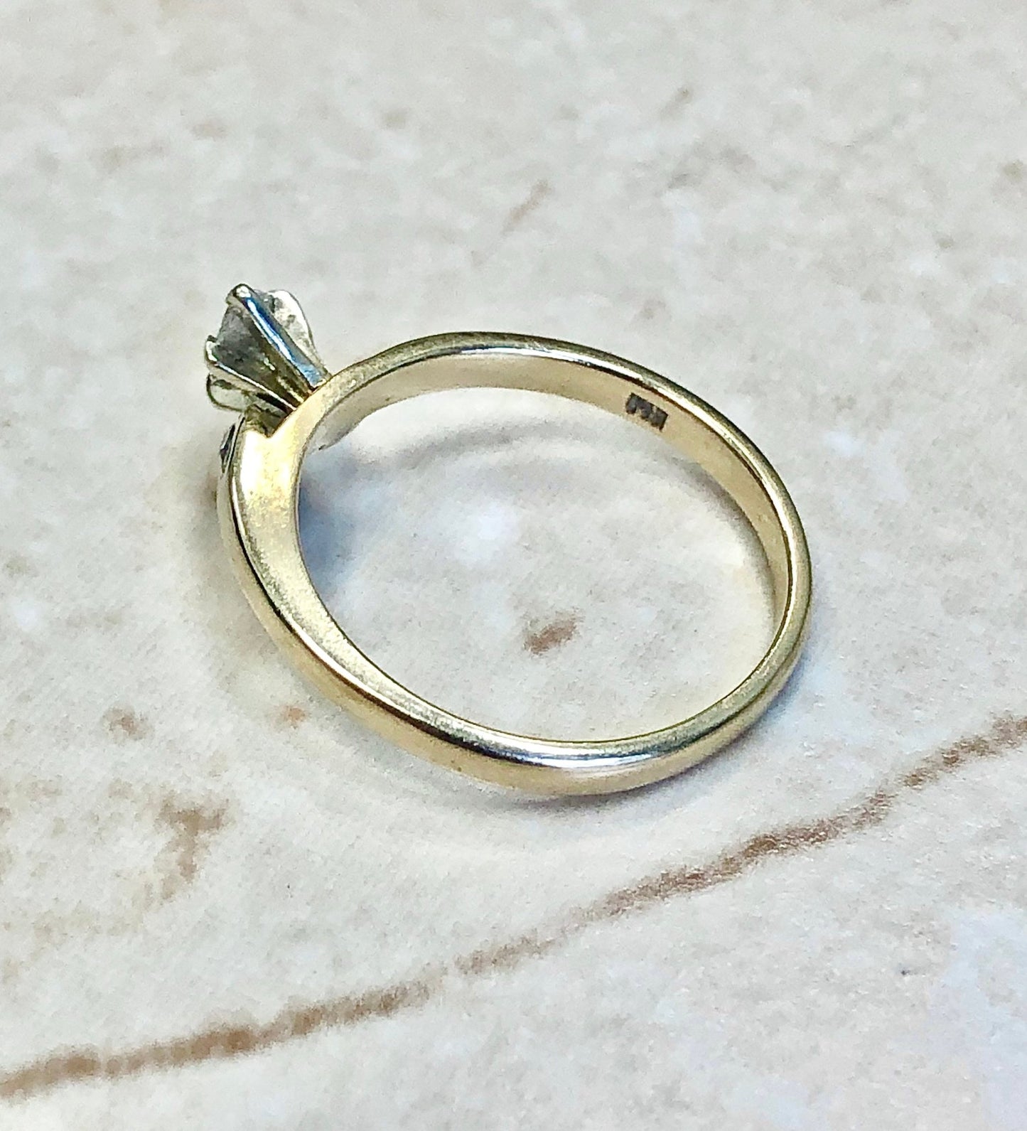 CLEARANCE 40% OFF - Vintage 14 Karat Yellow Gold Marquise Diamond Solitaire Ring - WeilJewelry