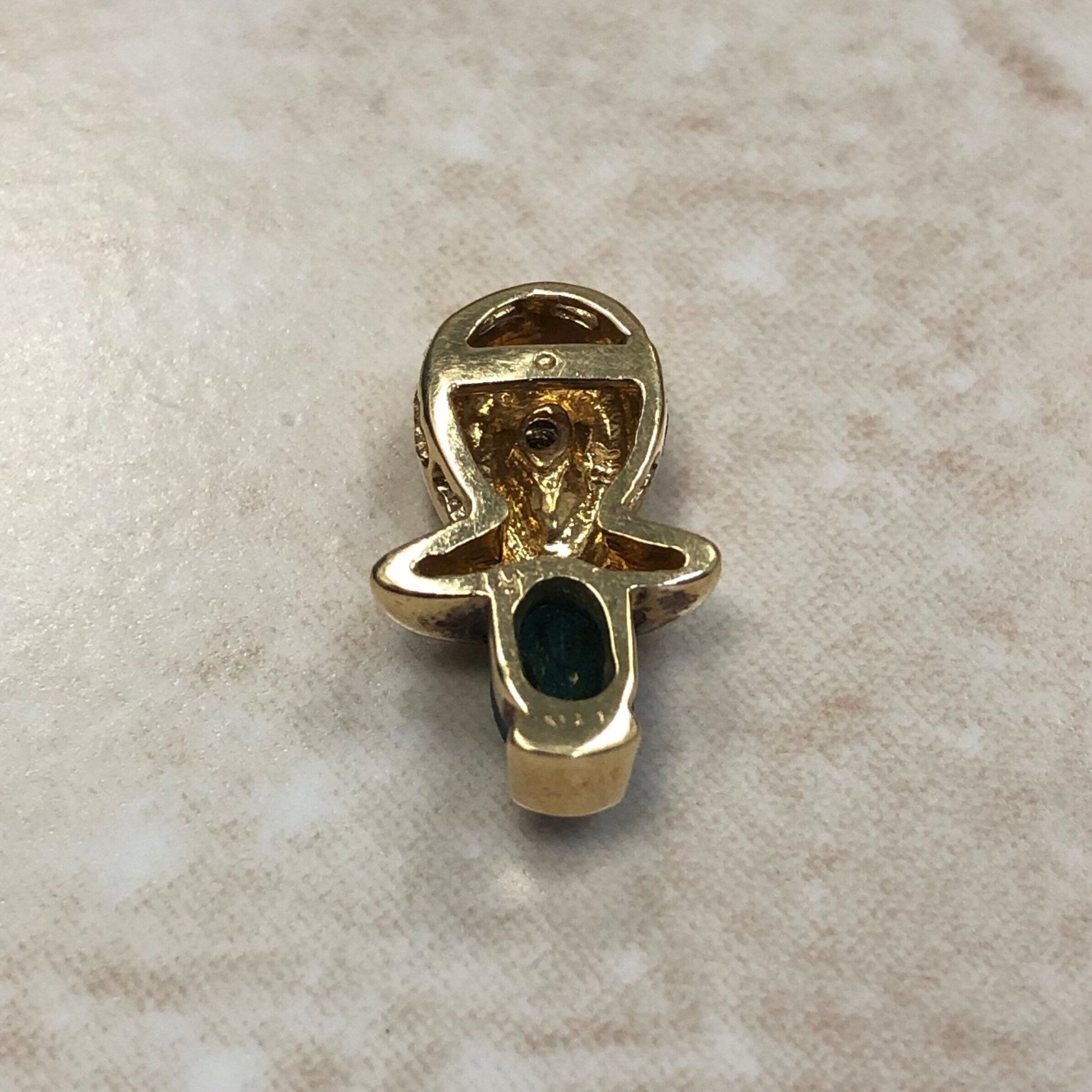 Vintage 14K Natural Emerald & Diamond Pendant - Yellow Gold - May Birthstone - Emerald Necklace - Birthday Gift