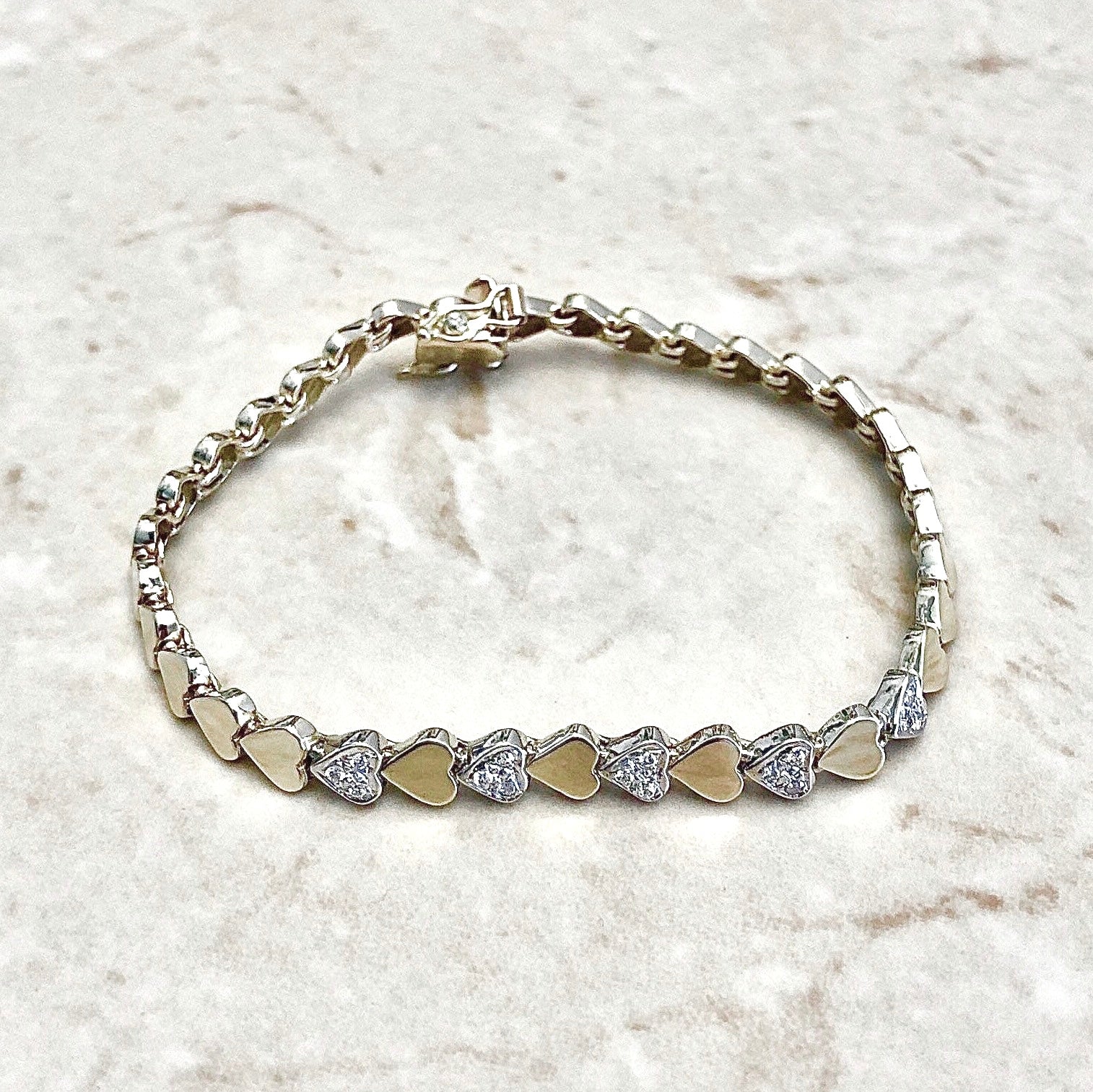 14k Solid White Gold Heart Charm Anklet, Adjustable Chain 9 Or 10 Inches