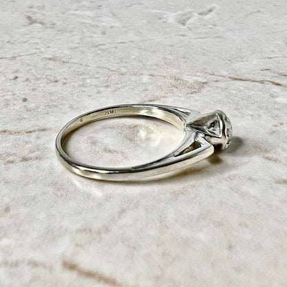 Vintage 18K Solitaire Diamond Ring - 18K White Gold Ring - Diamond Solitaire Rings - Diamond Engagement Ring - Wedding Ring - Promise Ring