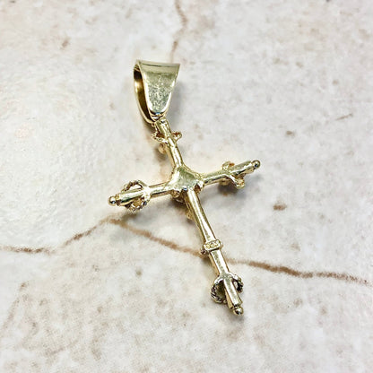 CLEARANCE 40% OFF - Vintage 1950’s 14 Karat Yellow Gold Synthetic Ruby & Diamond Cross Pendant - WeilJewelry