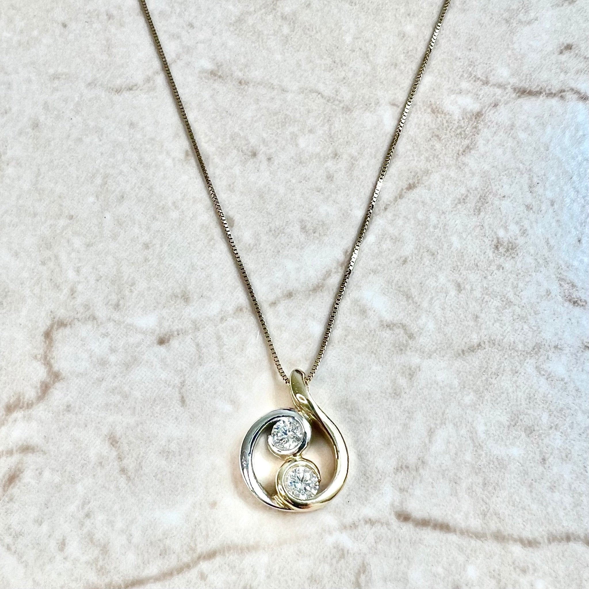 Diamond Two-Stone Heart Necklace 1/2 ct tw 10K White Gold 18