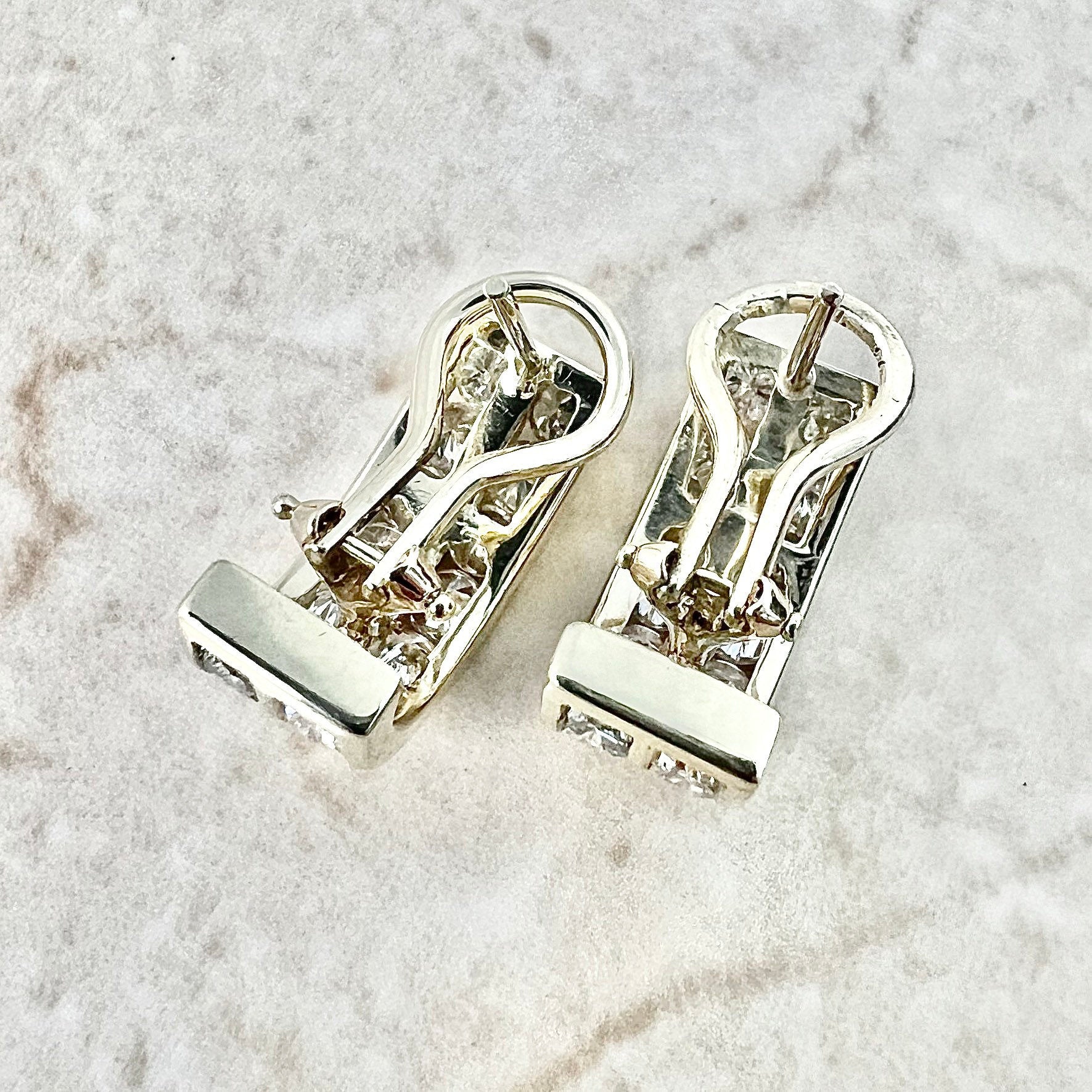 Fine 2.75 CTTW 14K Diamond Huggie Earrings - Yellow Gold Huggies - 2 Row Gold Diamond Earrings - Gold Earclip Earrings - Best Gifts For Her