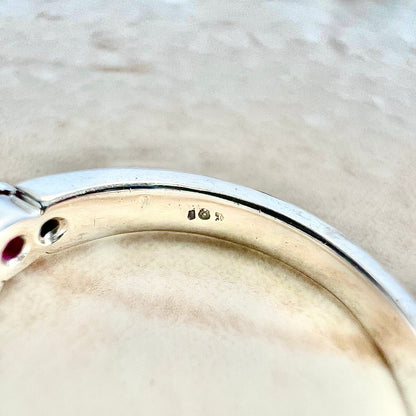 Fine 18K Natural Ruby & Diamond Band Ring - White Gold 5 Stone Ruby Ring - July Birthstone - Birthday Gift - Best Gift For Her