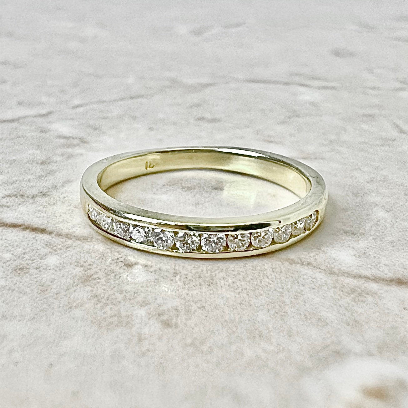 Fine 18 Karat Yellow Gold 0.25 Carat Diamond Half Eternity Band Ring - WeilJewelry