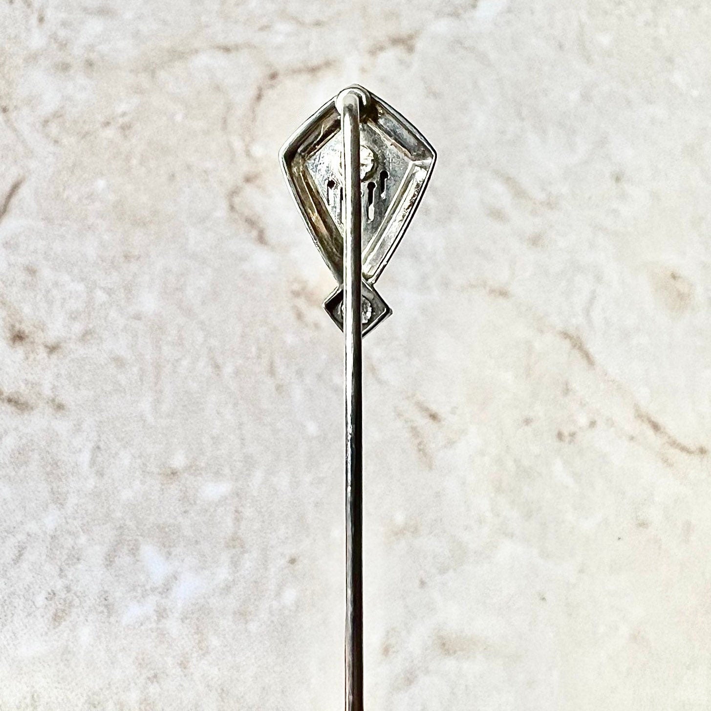 Fine Antique Art Deco Platinum & 14 Karat White Gold Diamond Stick Pin - WeilJewelry