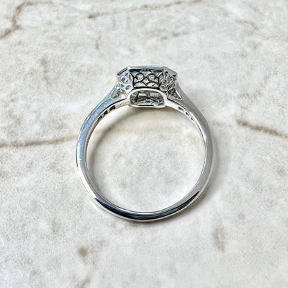 Fine Art Deco Style Handcrafted Platinum 0.53 Carat Asscher Cut Diamond Halo Engagement Ring (GIA)
