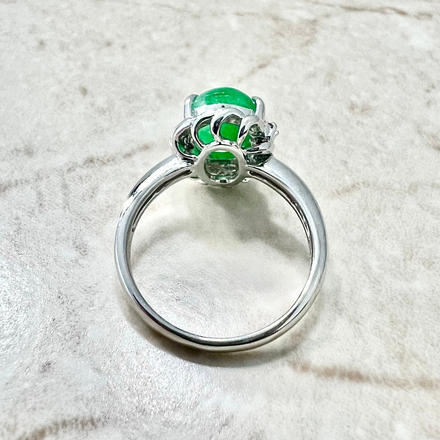 Fine Estate Platinum Natural 2.74 Carats Green Jadeite & Diamond Ring - WeilJewelry